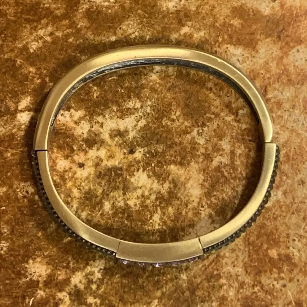Heidi Daus Bangle Bracelet Brushed Bronze with Swarovski Pink & Green Crystals - Picture 8 of 10